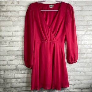 ASOS Women's Fuchsia Long Sleeve Faux Wrap Dress Size 6
